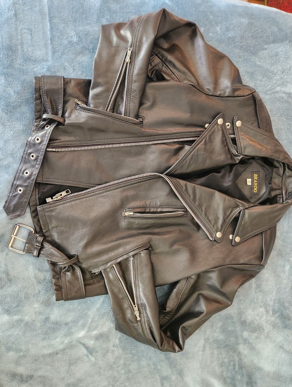 Men's Black BRANDO Leather Biker Jacket CANADIAN MADE